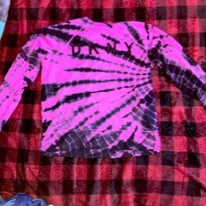 Pink and black tie-dye DKNY sweater